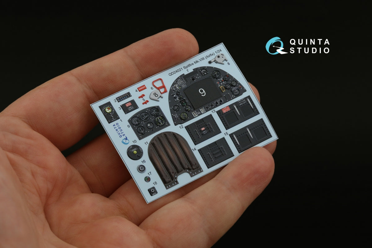 Intérieur imprimé en 3D et coloré sur papier décalcomanie pour Spitfire Mk.VIII (Airfix) - Quinta Studio QD24021 - Échelle 1/24 – image 5
