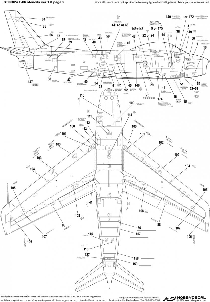 HobbyDecal ST48024V1 F-86 Stencils 1 ver 1 1/48 – zdjęcie 3