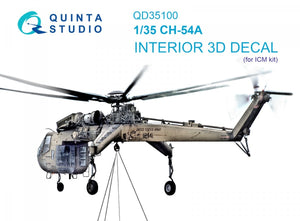 Intérieur imprimé en 3D et coloré sur papier décalcomanie (ICM) Quinta Studio QD35100 CH-54A 1/35