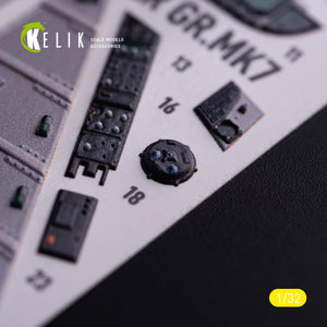 Kelik K32038 GR.MK7 Harrier - interior 3D decals for Trumpeter kit 1/32