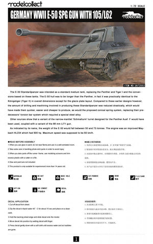 Modelcollect UA72053 Canon automoteur allemand E-50 de la Seconde Guerre mondiale avec 105/L62 (1/72) – image 2