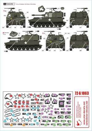 Star Decals 72-A1063 Gros canons au Vietnam. Obusiers automoteurs M108 et canons de 155 mm M109 de l&amp;#39;armée américaine, échelle 1/72 – Bild 2