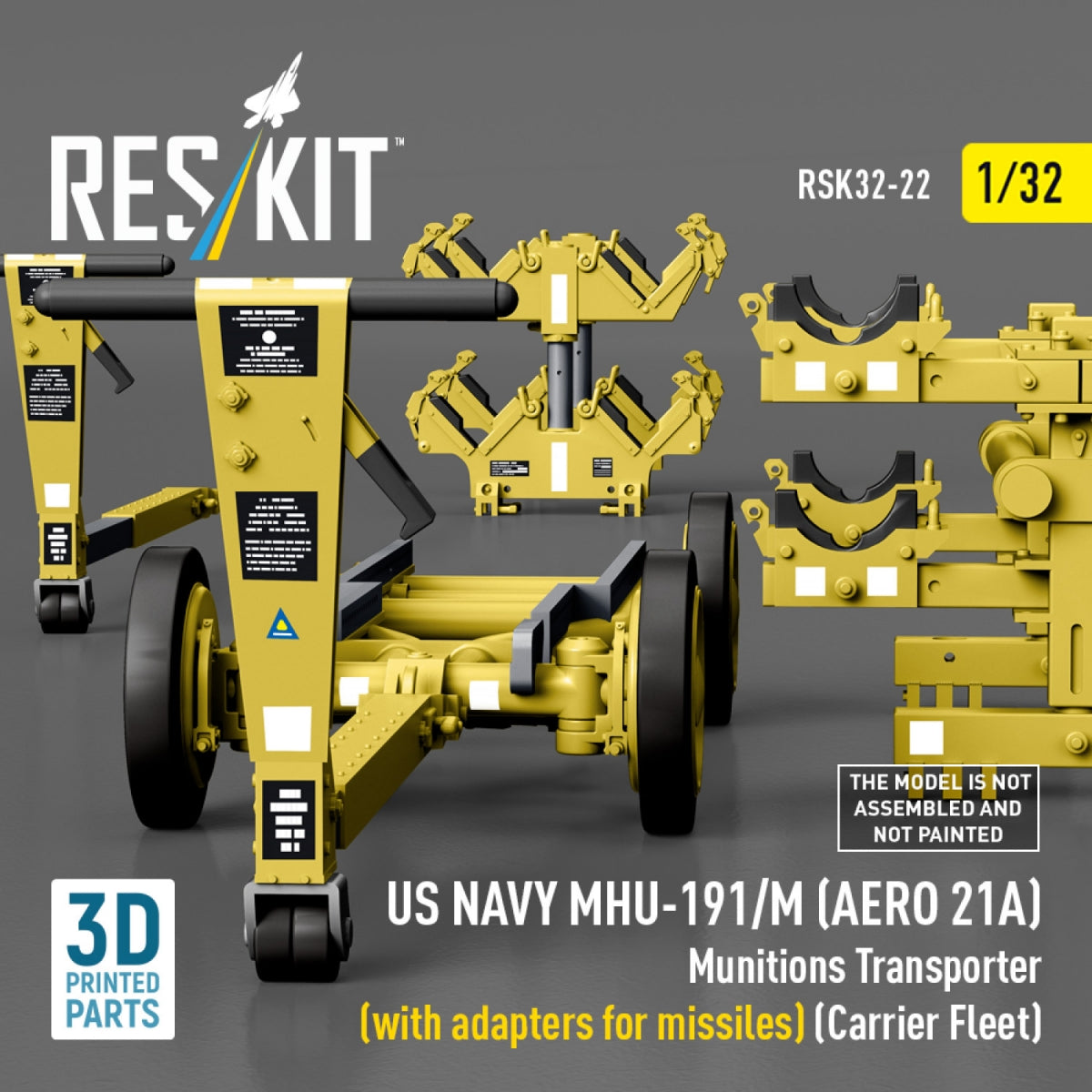 RESKIT RSK32-0022 US NAVY MHU-191/M (AERO 21A) Transporteur de munitions (avec adaptateurs pour bombes) (Flotte de porte-avions) (Maquette imprimée en 3D) 1/32 – Bild 5