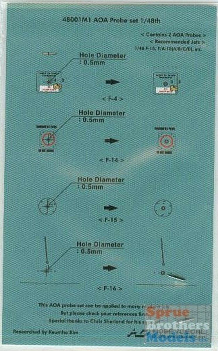 HobbyDecal MT48001V1 Jeu de sondes AOA 1/48
