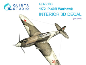 Intérieur coloré imprimé en 3D sur papier décalcomanie Quinta Studio QD72133 P-40B (Airfix) 1/72