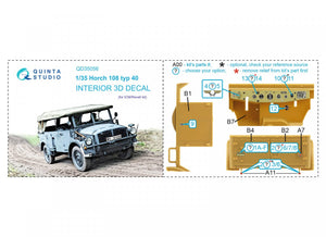 Intérieur imprimé en 3D et coloré sur papier décalcomanie (ICM) Quinta Studio QD35056 Horch 108 type 40 1/35 – image 2
