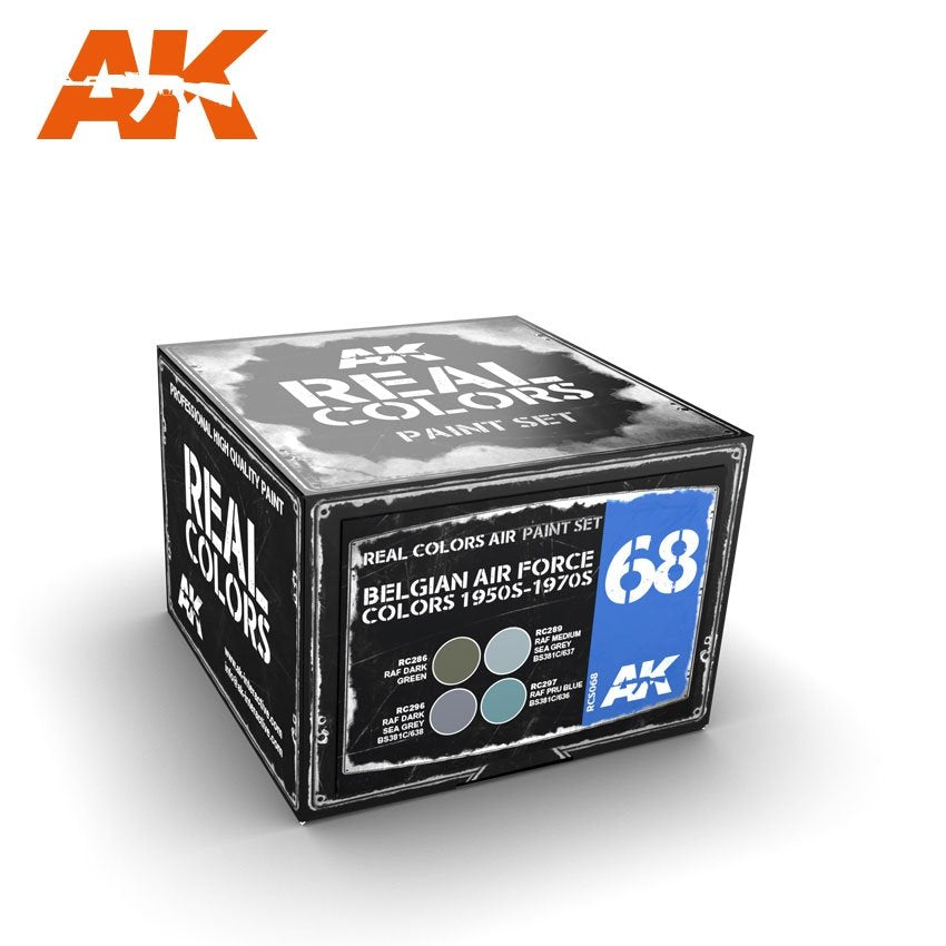 AK Interactive RCS068 COULEURS DE L&amp;#39;ARMÉE DE L&amp;#39;AIR BELGIQUE ANNÉES 1950-1970, COFFRET 4 x 10 ml