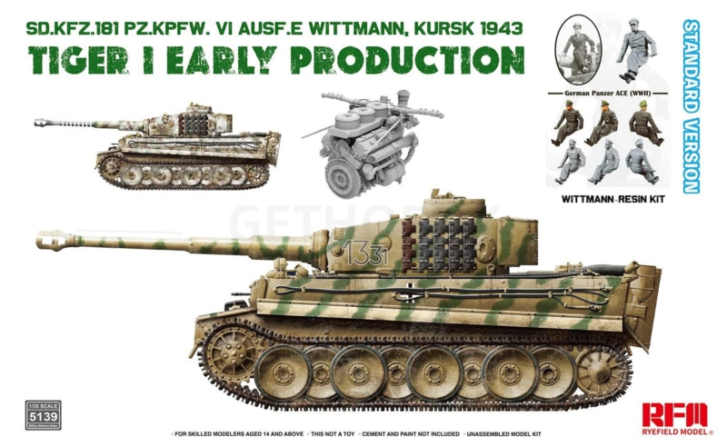 Maquette Rye Field Model 5139 Tiger I Première production Wittmann Kursk 1943 Version standard 1/35