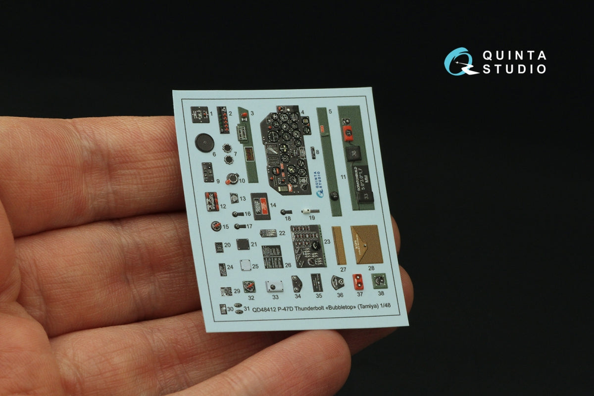 Intérieur imprimé en 3D et coloré sur papier décalcomanie Quinta Studio QD48412 P-47D Thunderbolt Bubbletop (Tamiya) 1/48 – Bild 3