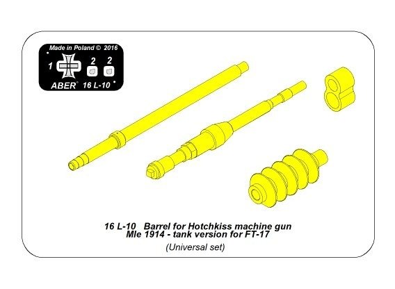 Canon Aber 16L-10 pour mitrailleuse Hotchkiss Mle 1914 - version char pour FT-17 1/16 – immagine 7