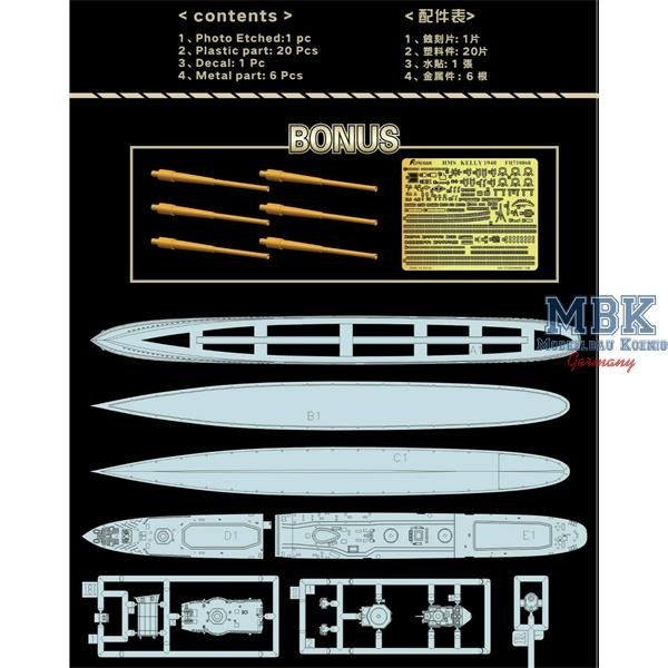 FlyHawk Model FH1119S HMS Kelly 1940 Deluxe Edition 1/700 – zdjęcie 2
