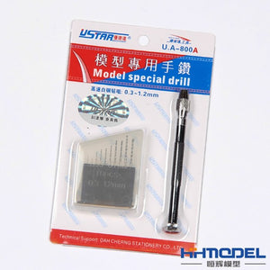 Kit étau/foret en pin U-Star UA-90800A 0,3-1,2 mm (foret et jeu de forets)