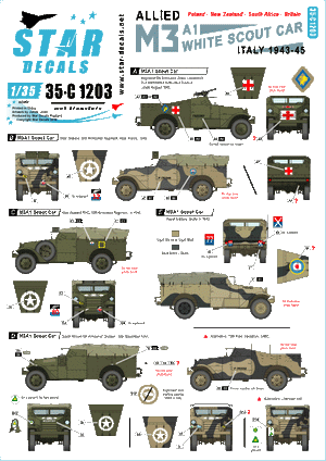 Star Decals 35-C1203 Voiture de reconnaissance blanche M3A1 alliée 1/35