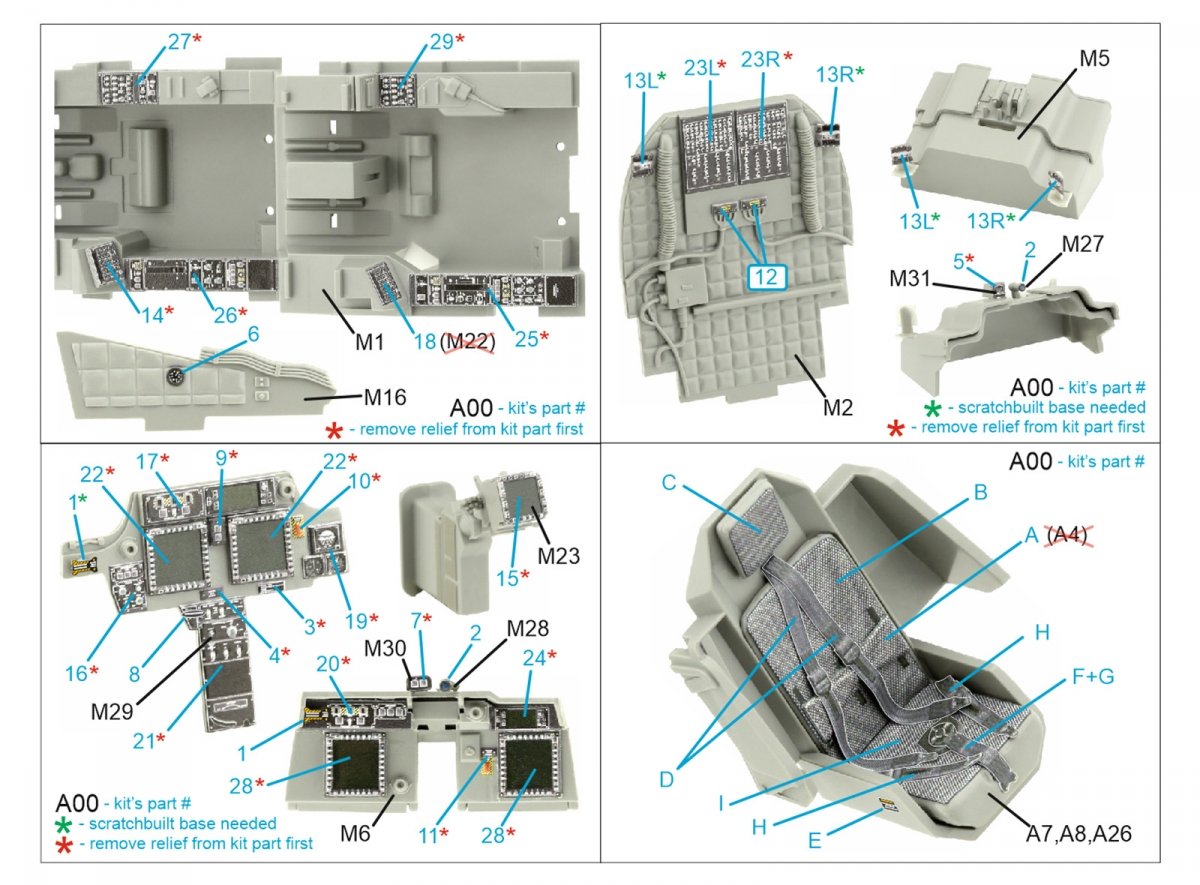 Intérieur imprimé en 3D et coloré sur papier décalcomanie (Takom) pour Quinta Studio QD35099 AH-64E, échelle 1/35  – immagine 2
