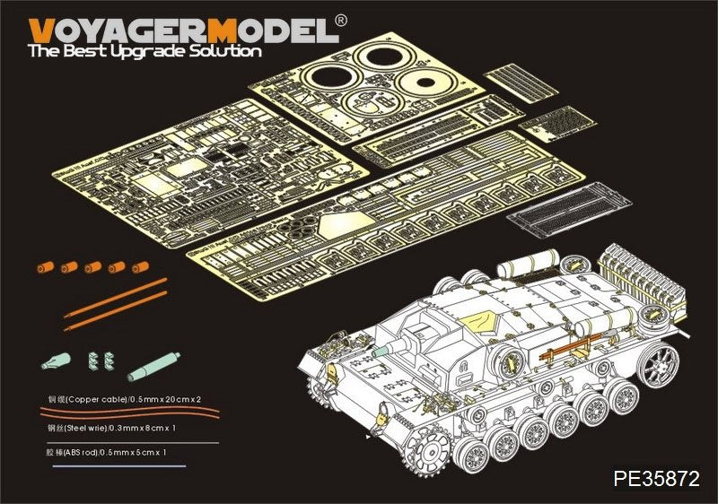 Maquette Voyager PE35872 StuG.III Ausf.C/D allemand de la Seconde Guerre mondiale, troupes africaines, modèle de base pour DRAGON au 1/35