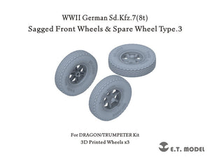 ET Model P35-134 Sd.Kfz.7(8t) allemand de la Seconde Guerre mondiale, roues avant affaissées et roue de secours type 3 pour maquette Dragon/Trumpeter au 1/35