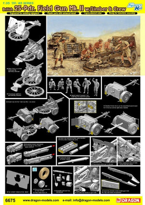 Dragon 6675 British 25 Pdr. Field Gun Mk.II w/Limber and Crew 1/35 – zdjęcie 2