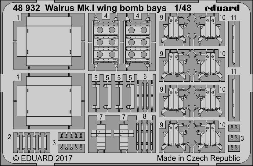 Baies à bombes d'aile Eduard 48932 Walrus Mk. I AIRFIX 1/48