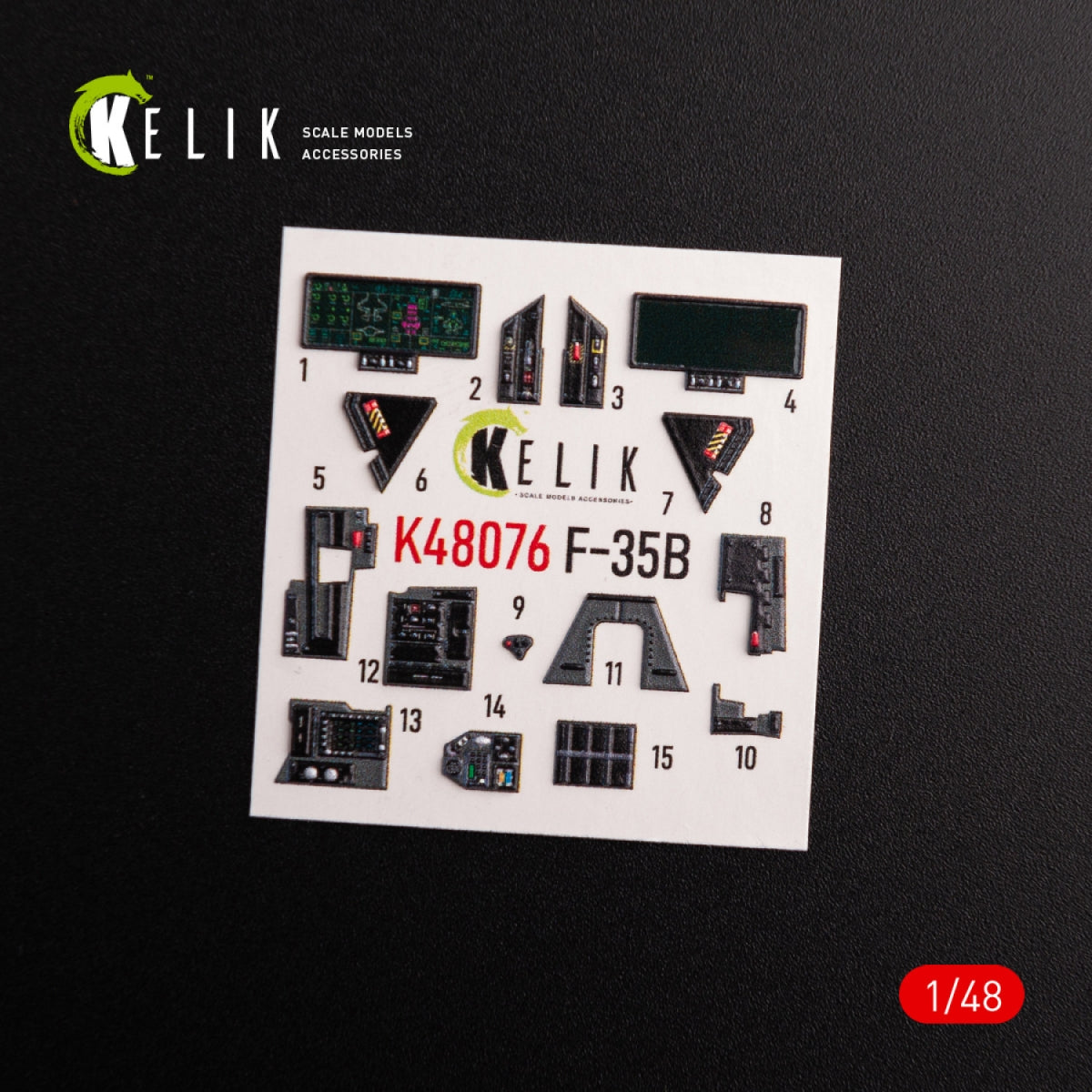 Décalcomanies 3D intérieures KELIK K48076 pour maquette Tamiya au 1/48 du F-35B – image 3