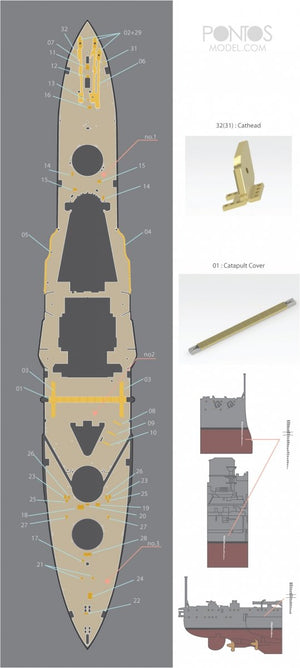 Pontos 35027WD1 HMS Warspite, ensemble de pont en bois 1943 (1/350) – image 5