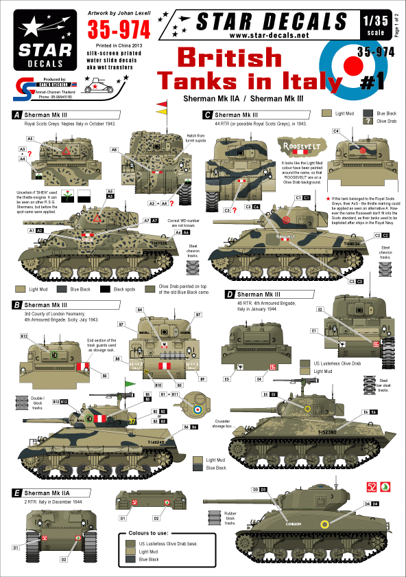 Star Decals 35-974 Chars britanniques en Italie n° 1 1/35