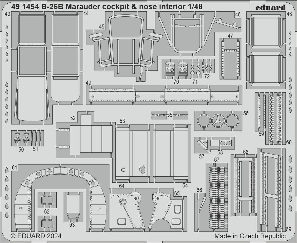 Eduard 491454 B-26B Marauder cockpit et intérieur du nez ICM 1/48 – imagen 2
