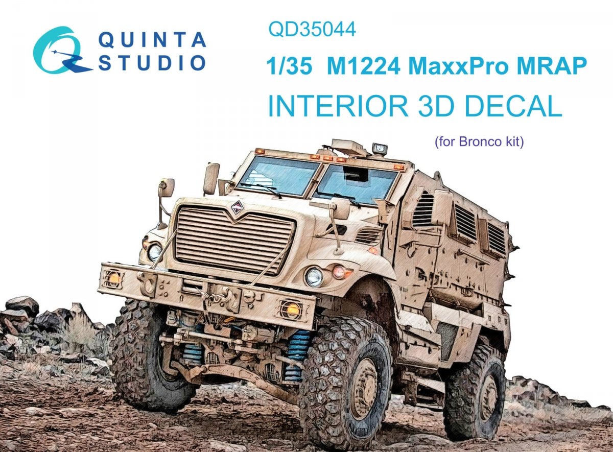 Intérieur imprimé en 3D et coloré sur papier décalcomanie pour le MRAP M1224 MaxxPro de Quinta Studio (Bronco) à l&amp;#39;échelle 1/35