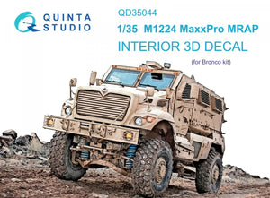 Intérieur imprimé en 3D et coloré sur papier décalcomanie pour le MRAP M1224 MaxxPro de Quinta Studio (Bronco) à l&amp;#39;échelle 1/35
