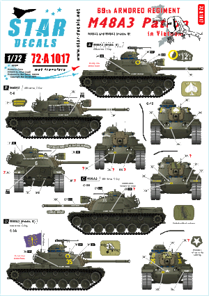 Star Decals 72-A1017 M67 Zippo. 1er bataillon de chars, char lance-flammes M67A2, échelle 1/72