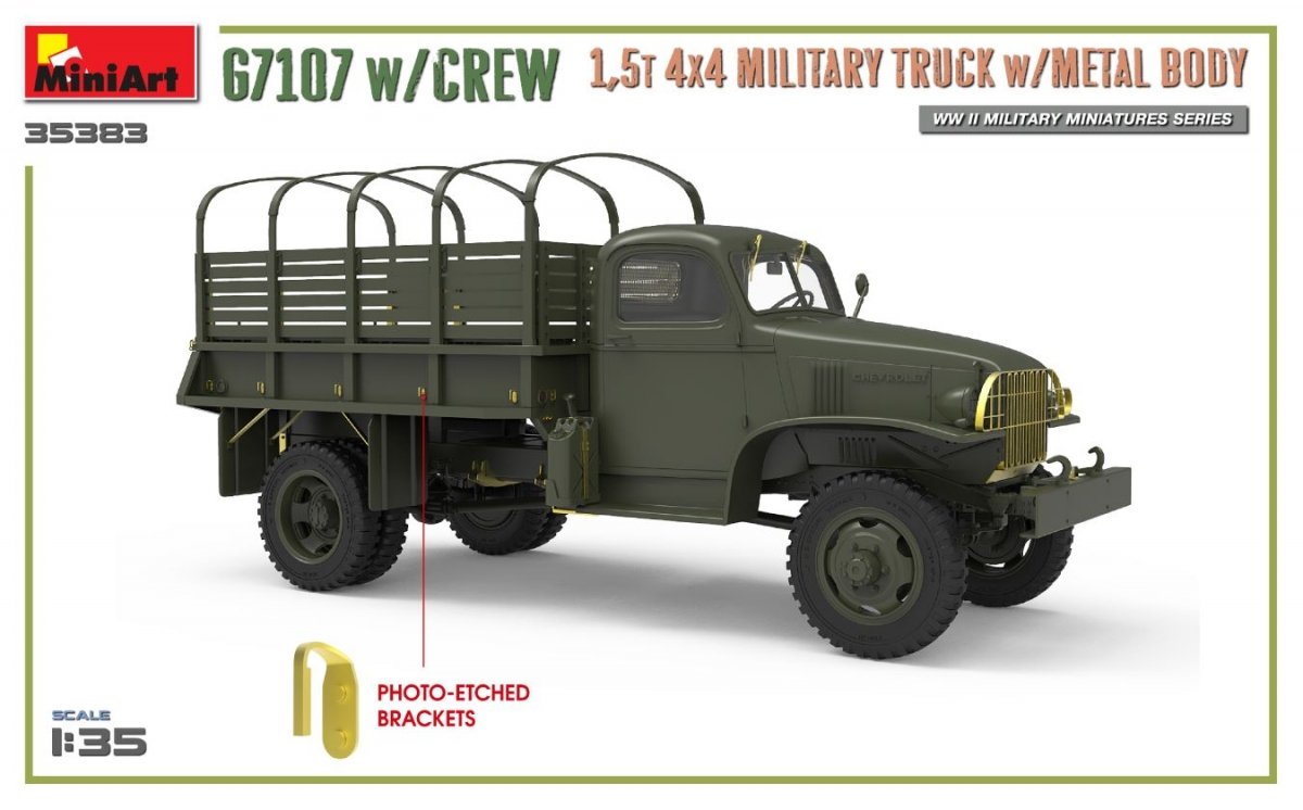 MiniArt 35383 G7107 avec équipage, camion cargo 4x4 de 1,5 t avec carrosserie métallique, échelle 1/35 – image 4