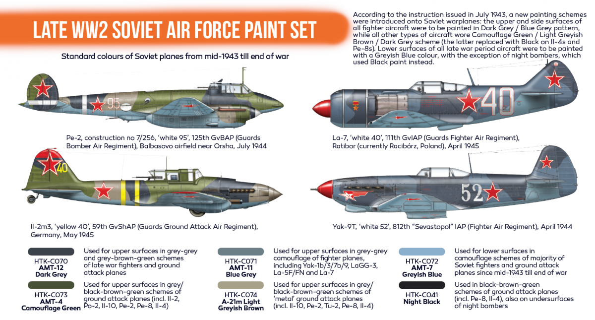 Coffret de peinture Hataka HTK-CS20 pour l&amp;#39;armée de l&amp;#39;air soviétique (fin de la Seconde Guerre mondiale), 6 x 17 ml – Bild 3
