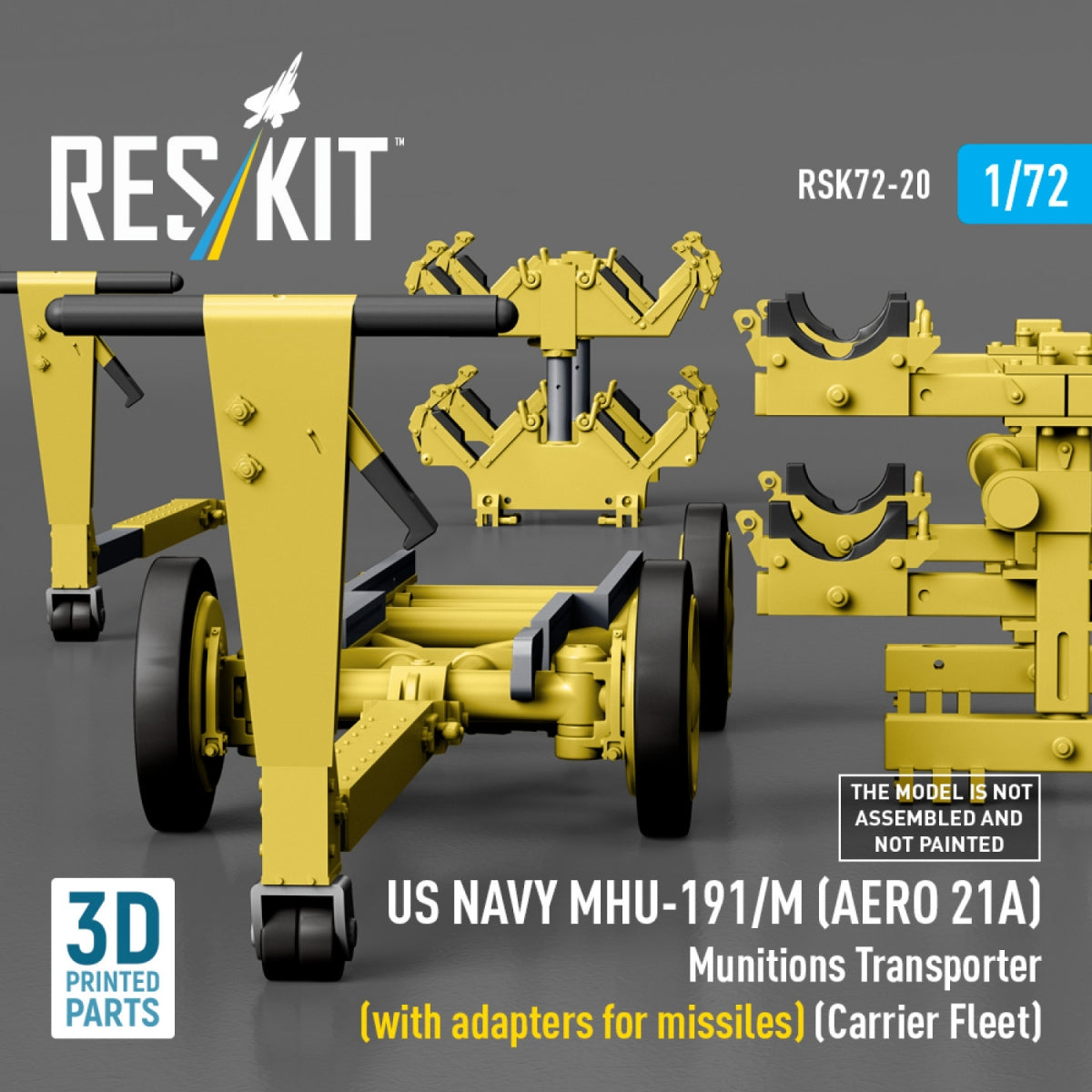 RESKIT RSK72-0020 US NAVY MHU-191/M (AERO 21A) Transporteur de munitions (avec adaptateurs pour missiles) (Porte-avions, C-130) (Maquette imprimée en 3D) 1/72 – image 5