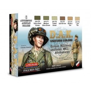 Coffret de peinture acrylique Lifecolor CS58, uniformes DAK allemands, 6 x 22 ml