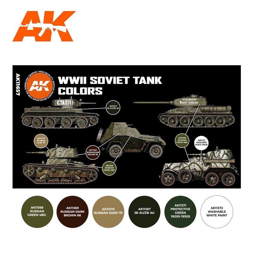 AK Interactive AK11657 3G Couleurs de chars soviétiques de la Seconde Guerre mondiale 6 x 17 ml – image 2