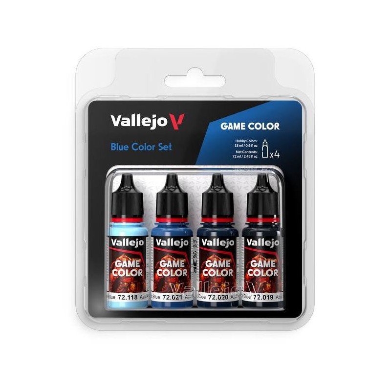 Vallejo 72376 Game Color Bleu, coffret de 4 tubes de 18 ml