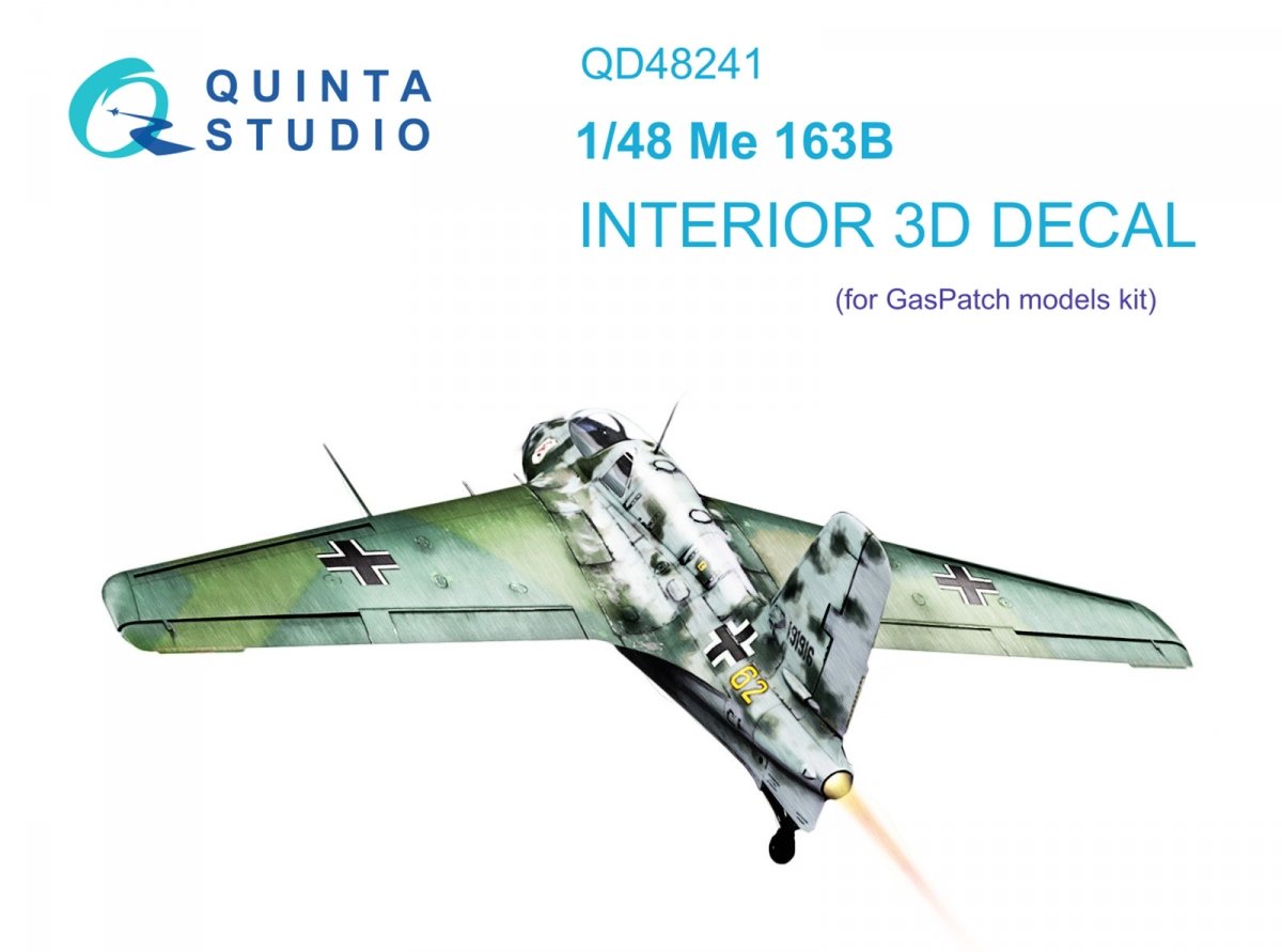 Intérieur imprimé en 3D et coloré sur papier décalcomanie Quinta Studio QD48241 Me 163B (GasPatch models) 1/48