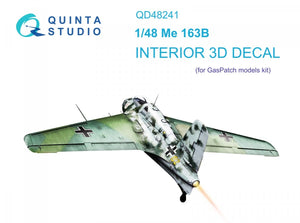 Intérieur imprimé en 3D et coloré sur papier décalcomanie Quinta Studio QD48241 Me 163B (GasPatch models) 1/48