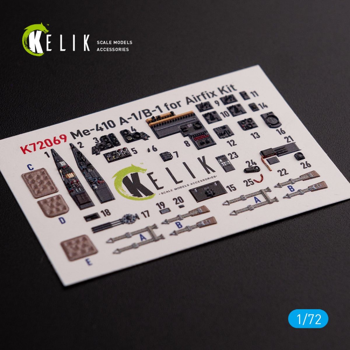 Décalcomanies 3D intérieures KELIK K72069 pour maquette Airfix au 1/72 du Messerschmitt Me410A-1