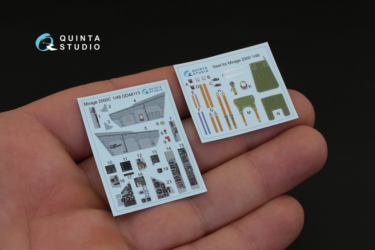 Intérieur imprimé en 3D et coloré sur papier décalcomanie Quinta Studio QD48113 Mirage 2000C (pour kit Kinetic) 1/48  – immagine 2