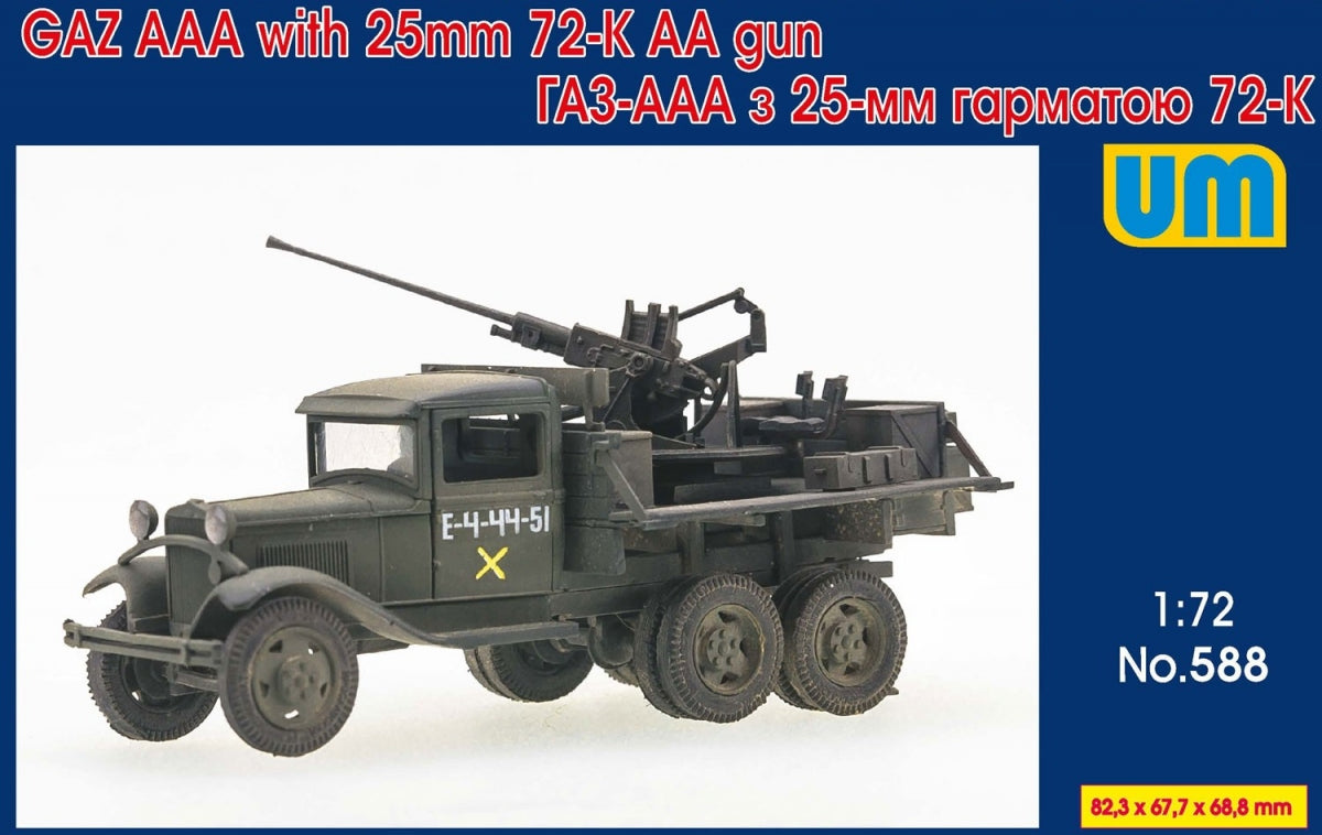 Unimodels 588 GAZ AAA avec canon antiaérien 72-K de 25 mm, échelle 1/72