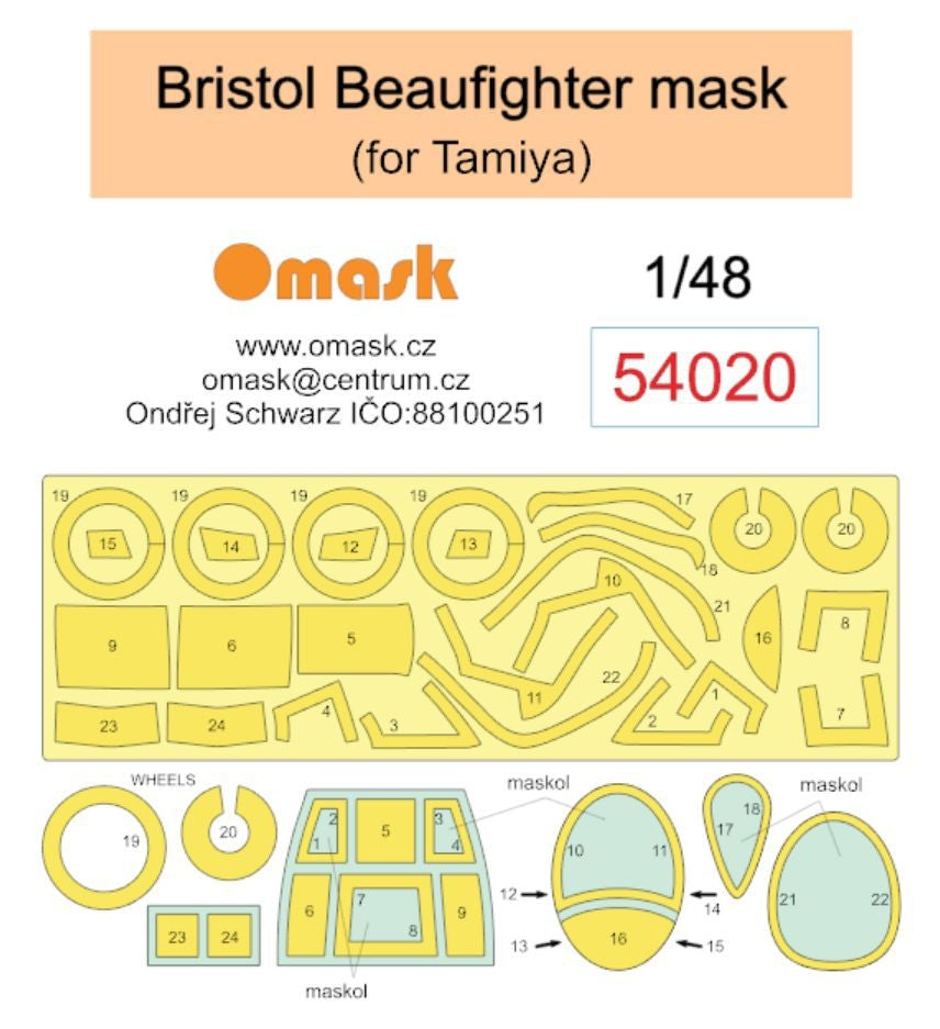 Masque Omask 54020 Bristol Beaufighter (pour Tamiya) 1/48