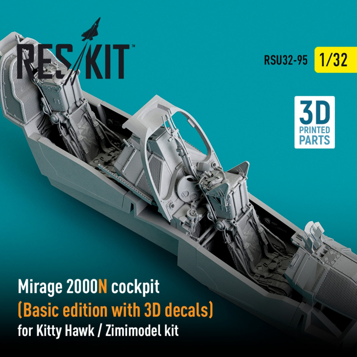 RESKIT RSU32-0095 COCKPIT MIRAGE 2000N (ÉDITION DE BASE AVEC DÉCALCOMANIES 3D) POUR MAQUETTE KITTY HAWK / ZIMIMODEL (IMPRIMÉE EN 3D) 1/32  – Bild 3
