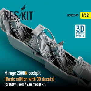 RESKIT RSU32-0095 COCKPIT MIRAGE 2000N (ÉDITION DE BASE AVEC DÉCALCOMANIES 3D) POUR MAQUETTE KITTY HAWK / ZIMIMODEL (IMPRIMÉE EN 3D) 1/32  – Bild 3