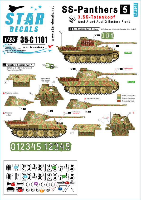 Star Decals 35-C1101 SS-Panthers #5 1/35