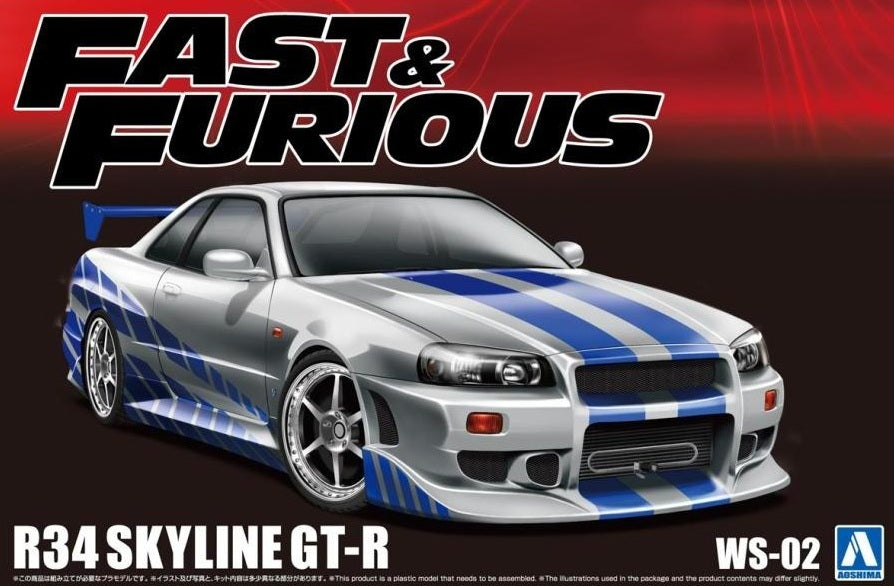 Aoshima 06795 Fast &amp; Furious R34 Skyline GT-R 1/24