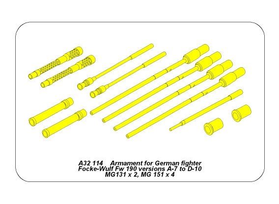 Aber A32114 Armement pour chasseur allemand Fw-190 A7-D10 1/32 – imagen 2