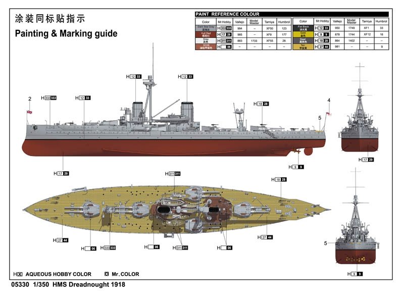 Trumpeter 05330 HMS Dreadnought 1918 1/350 – immagine 3