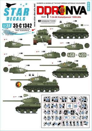 Star Decals 35-C1342 DDR - NVA 1. Numéros et insignes de la Nationale Volksarmee est-allemande 1/35