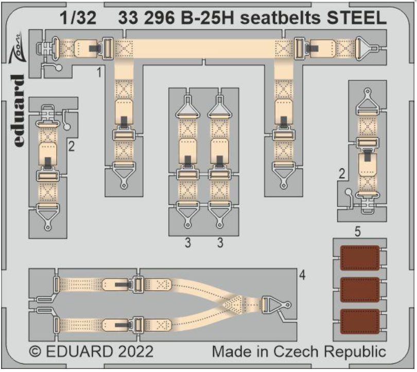 Ceintures de sécurité Eduard 33296 B-25H HKM 1/32