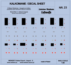 Weikert Decals DEC223 Emblèmes de casques allemands - LUFTWAFFE - vol. 23 1/35